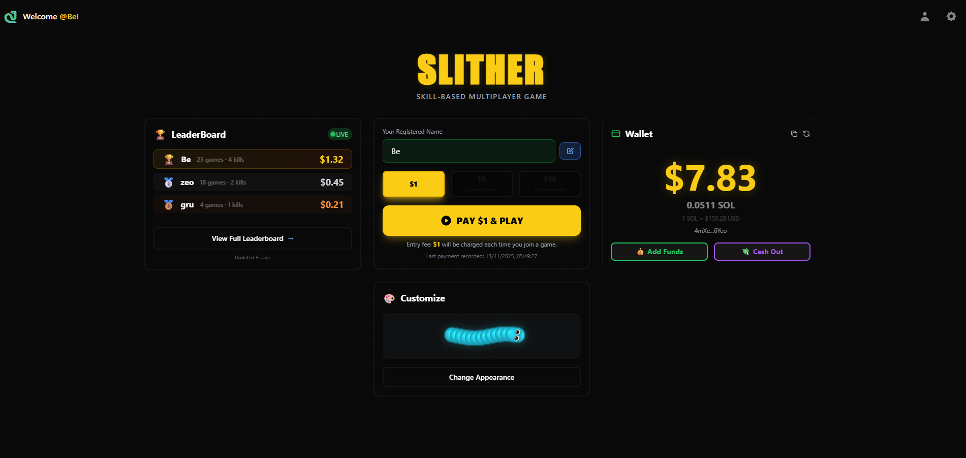 Multiplayer Slither Game